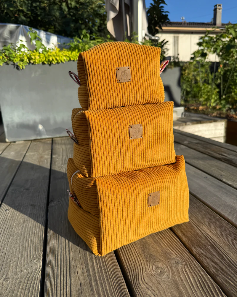 Mustard Corduroy Pouch – Retro Floral, view 1